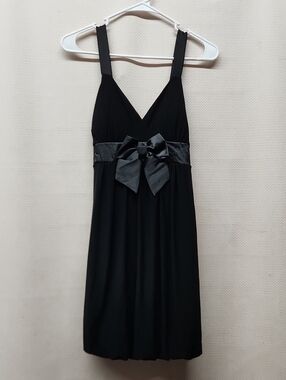 Taboo Black V-Neck Bow-Waist Mini Dress